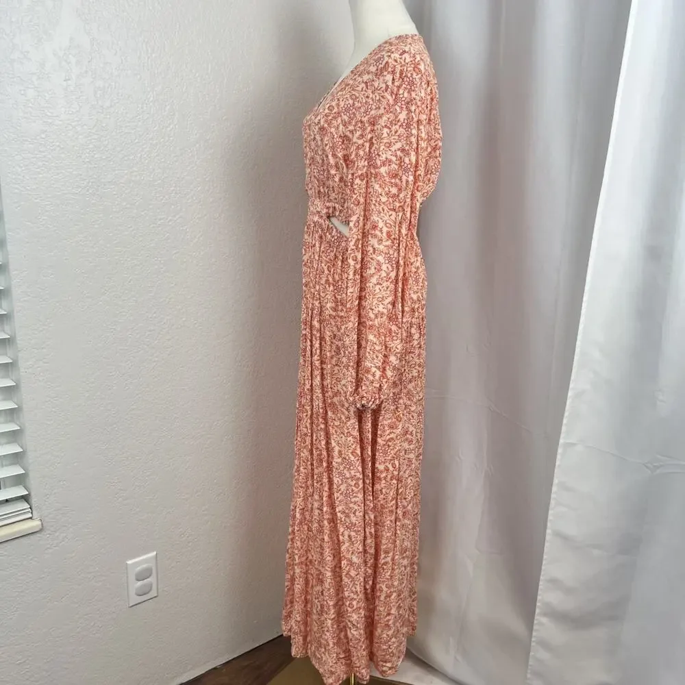 Old Navy Maxi Dress Womens Large Ditzy Floral Side‎ Cutout Hippie Boho Cottage